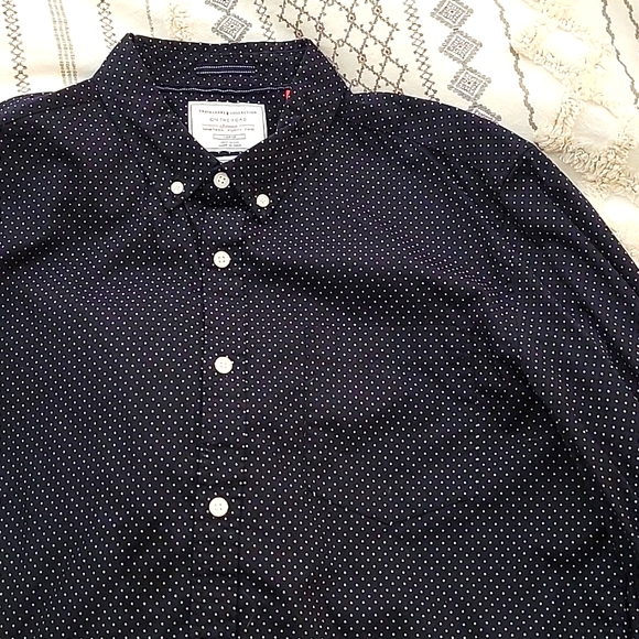 On the road micro dot L/S dress shirt, size L, dark navy - Picture 4 of 6